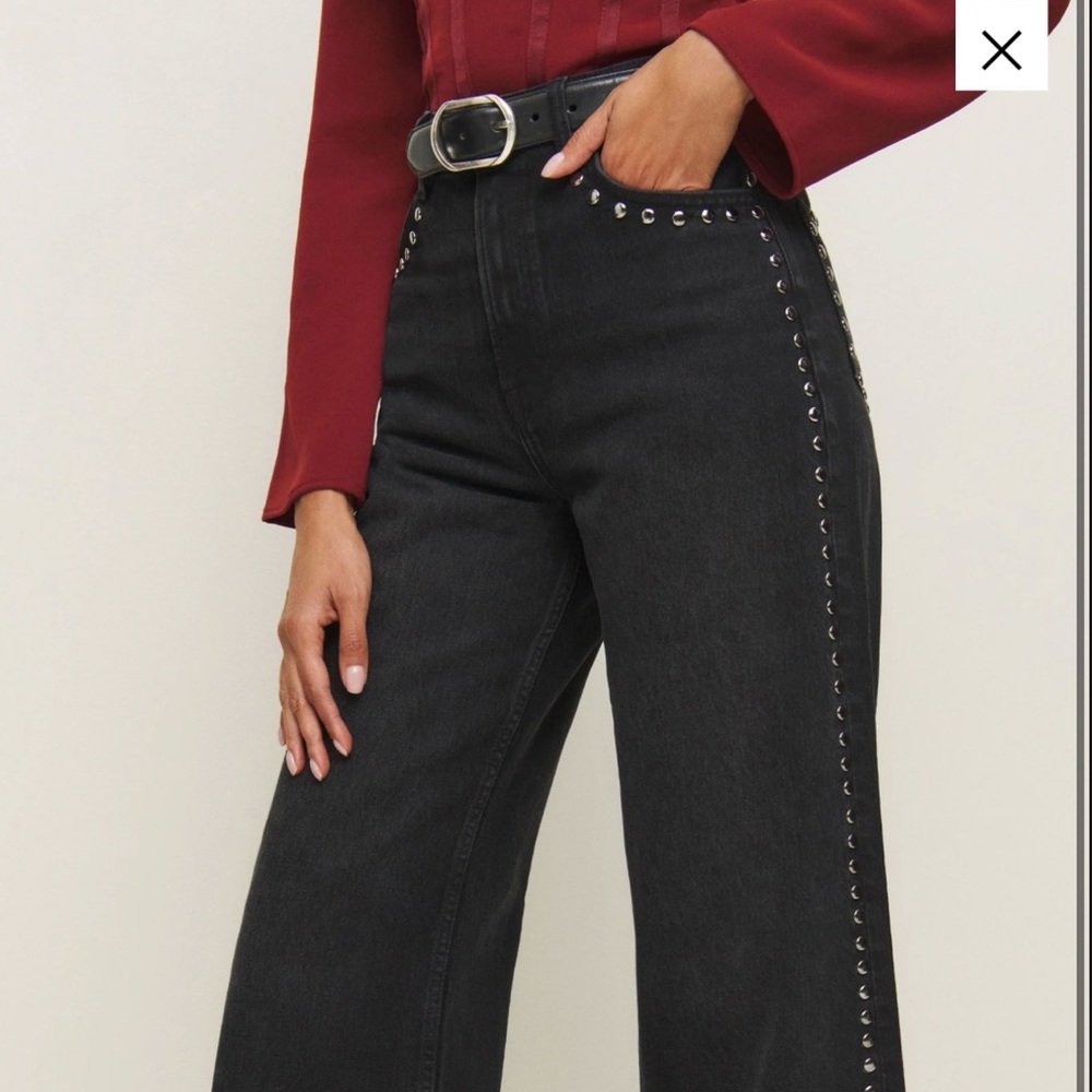 Reformation Black Wide Leg Jeans with Studs